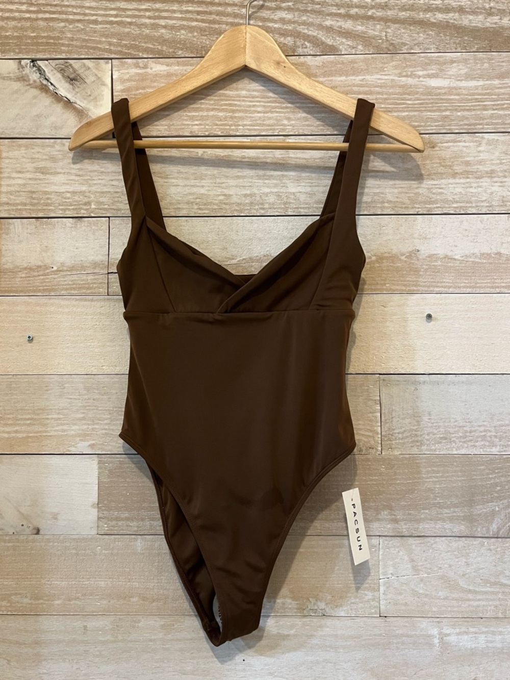 Pacsun Brown Phoebe Surplice One Piece Swimsuit